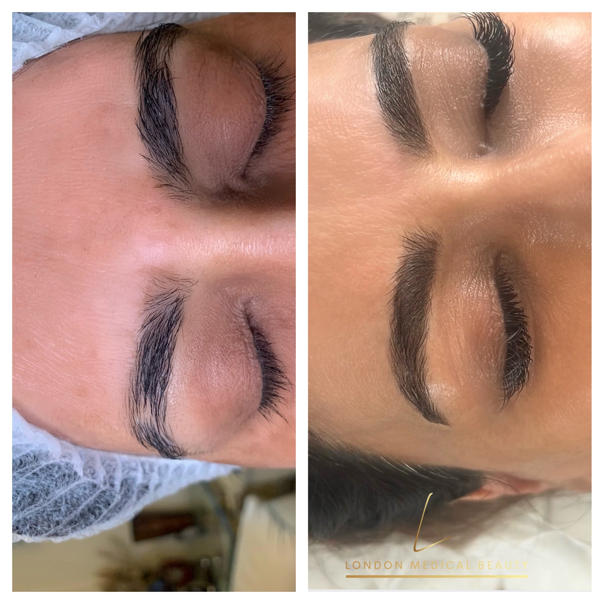 Eyebrow microblading before and after